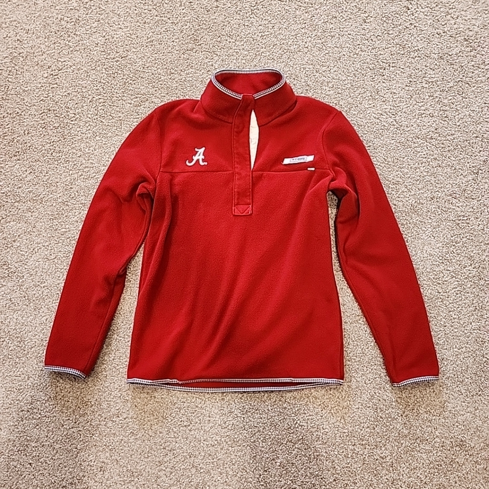 Columbia Alabama Womens Medium Crimson 1/4 Button Fleece Pull Over Jacket